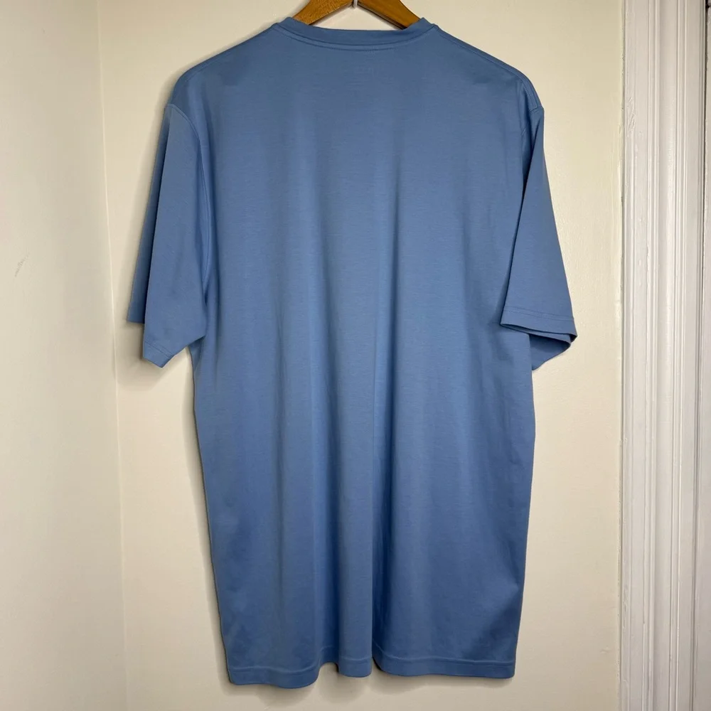 LL Bean Pima Cotton Blue Henley Shirt Men’s Sz XL Tall Soft Casual Short Sleeves - Picture 4 of 8